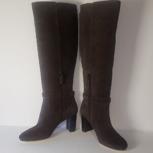 Cole Haan Dark Chocolate Brown Suede "Glendale" Tall Boots, Size 6.5B, NIB